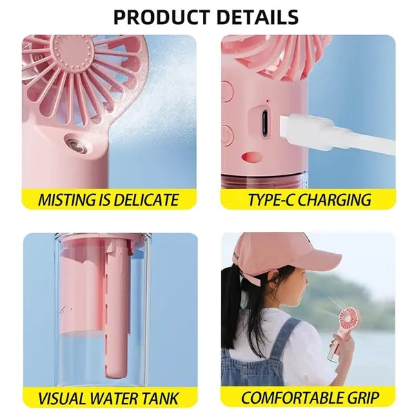 2 in1 Portable Handheld Misting Fan