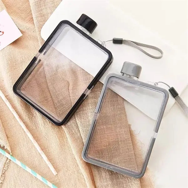 13 Oz Flat Travel Outdoor Flask Water Bottle with Rope
