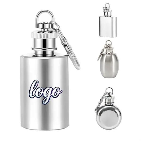 Stainless 1 Oz. Steel Flask Key Chain