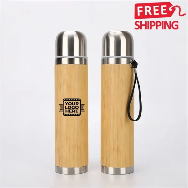 Natural Bamboo Insulated Steel Travel Coffe Mug