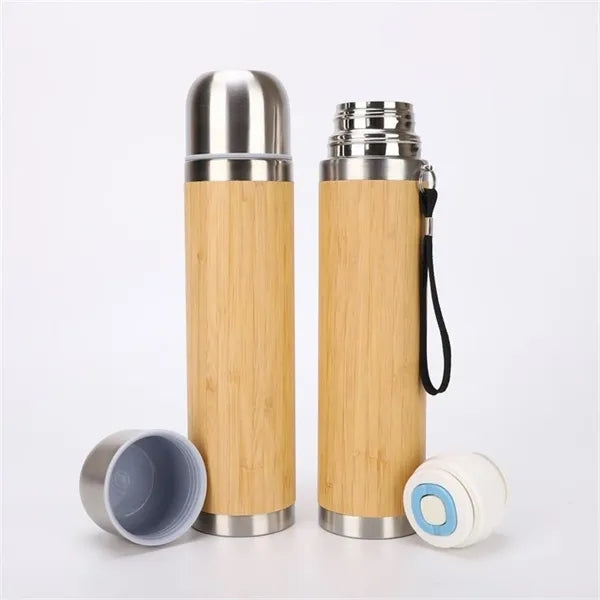 Natural Bamboo Insulated Steel Travel Coffe Mug
