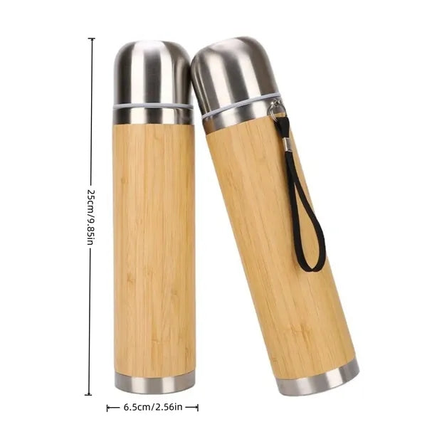 Natural Bamboo Insulated Steel Travel Coffe Mug