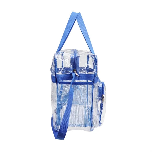 Clear PVC Zipper Stadium Bag W/Shoulder Strap 11.8"x11.8"x5"
