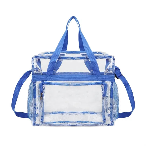 Clear PVC Zipper Stadium Bag W/Shoulder Strap 11.8"x11.8"x5"