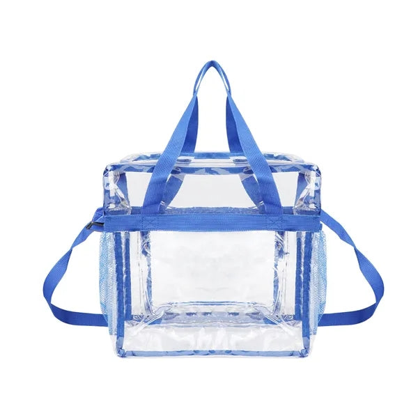 Clear PVC Zipper Stadium Bag W/Shoulder Strap 11.8"x11.8"x5"