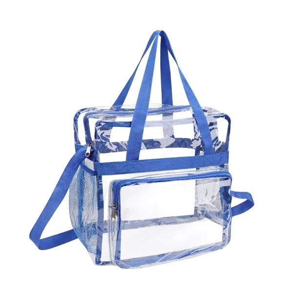 Clear PVC Zipper Stadium Bag W/Shoulder Strap 11.8"x11.8"x5"