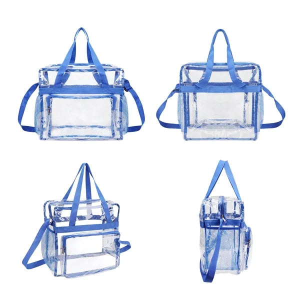 Clear PVC Zipper Stadium Bag W/Shoulder Strap 11.8"x11.8"x5"