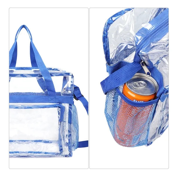 Clear PVC Zipper Stadium Bag W/Shoulder Strap 11.8"x11.8"x5"