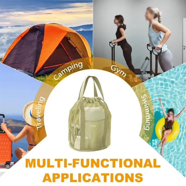 Swimming gym beach travel shower toiletry mesh tote bag