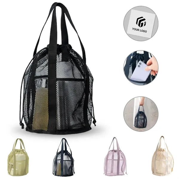 Swimming gym beach travel shower toiletry mesh tote bag