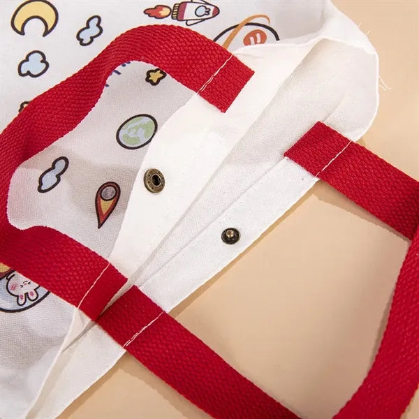 Cotton Tote Bag with Snap Button