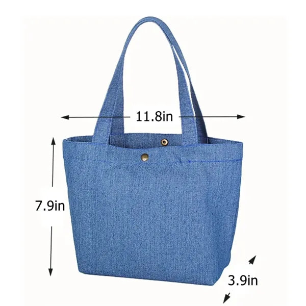 Vintage Denim Tote Bag with Snap Button