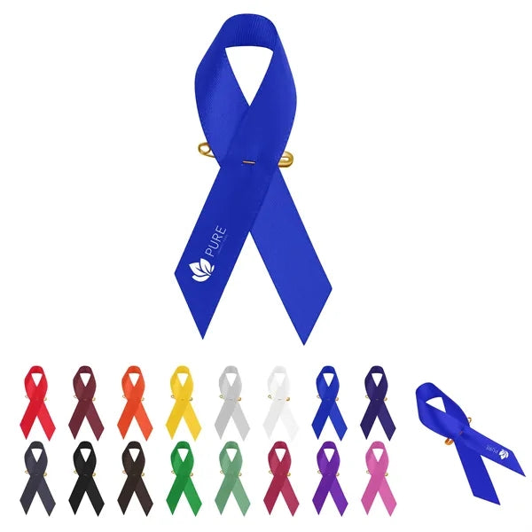 Imprinted Cancer Awareness Ribbon With Pin