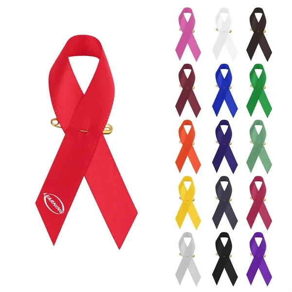 Imprinted Cancer Awareness Ribbon With Pin