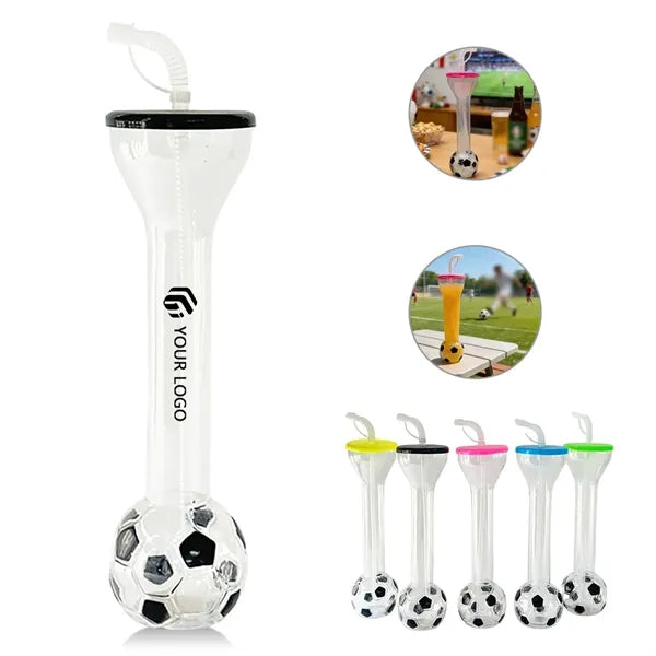 20 oz soccer shaped world yard cup water bottle with straw