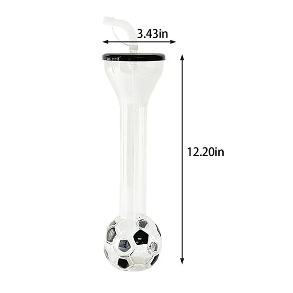 20 oz soccer shaped world yard cup water bottle with straw