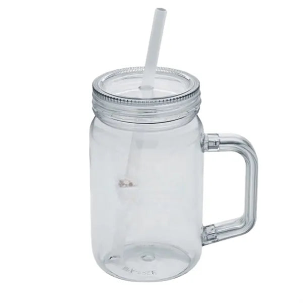 15oz Plastic Jar Handle Straw for Brand Promo Gift Campaign