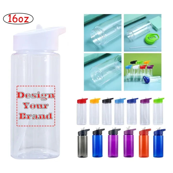 16oz QuickSip Leakproof Plastic Sport Water Bottle w/ Straw
