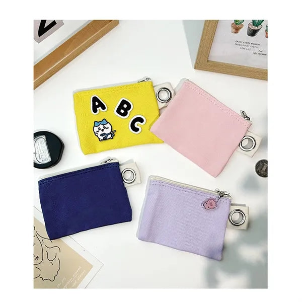Minimalist Solid Color DIY Canvas Zipper Pouch Makeup Bag