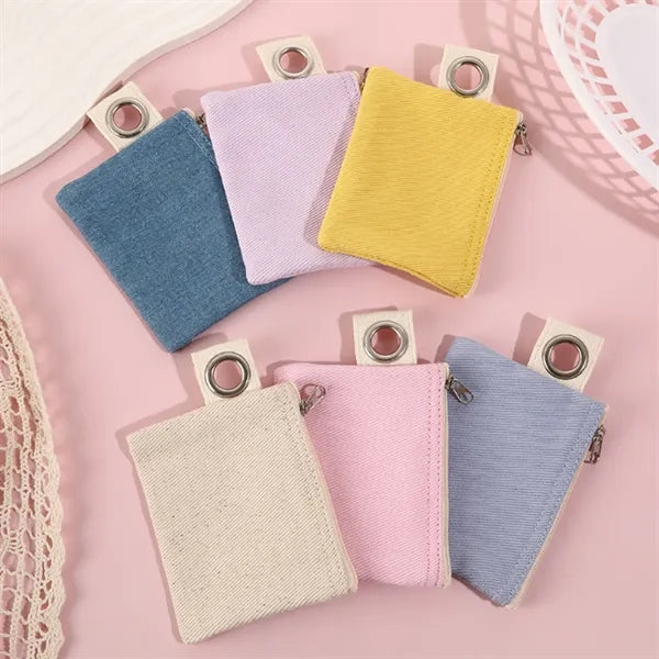 Minimalist Solid Color DIY Canvas Zipper Pouch Makeup Bag
