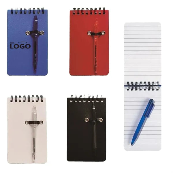 Mini Small Pocket Spiral Notebook Wth Pen Holder