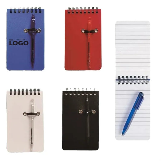 Mini Small Pocket Spiral Notebook Wth Pen Holder