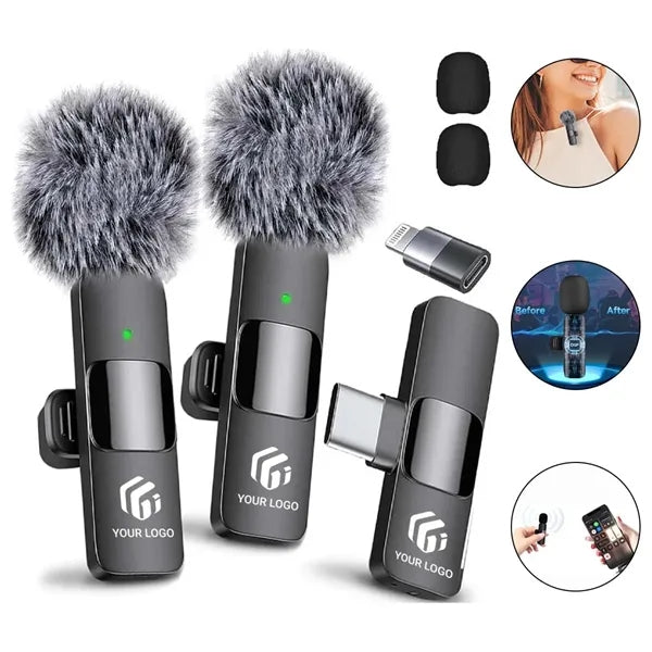 Video recording 2 pack lavalier microphone wireless mini mic