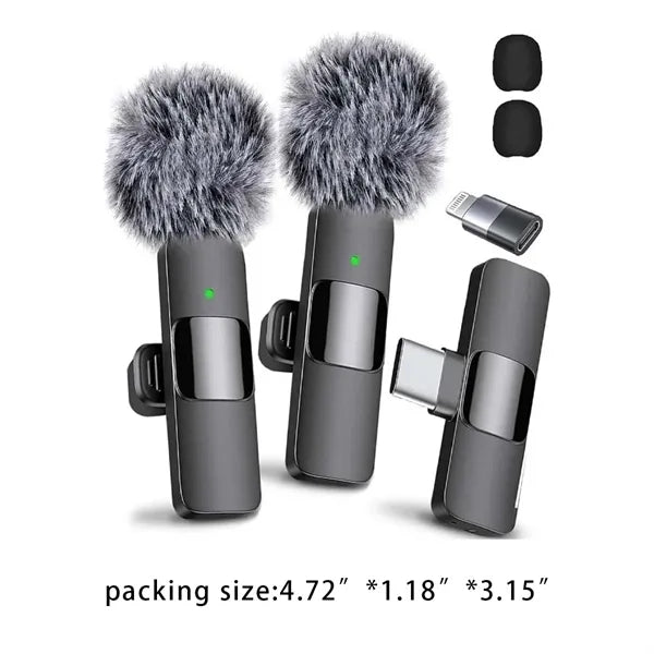 Video recording 2 pack lavalier microphone wireless mini mic