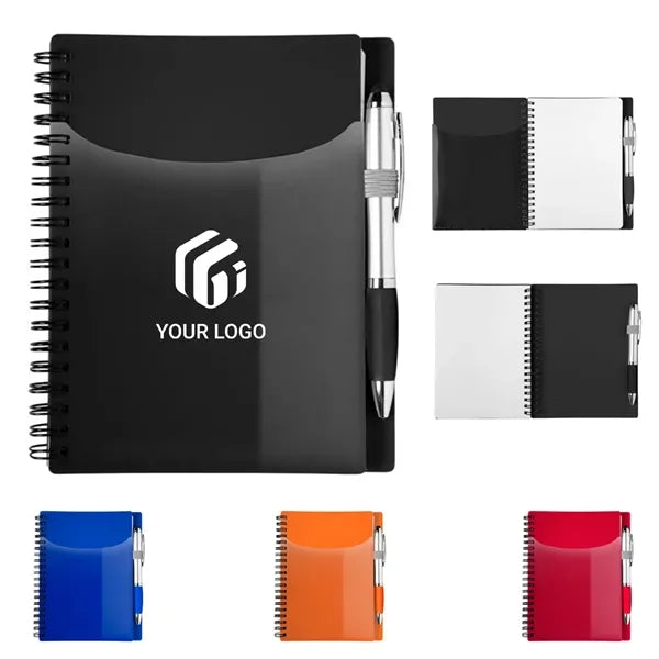 School office durable spiral notebooks with front pocket