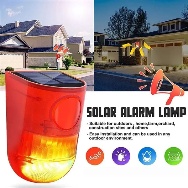 Waterproof Solar Powered Strobe Sensor Alarm Warning Light