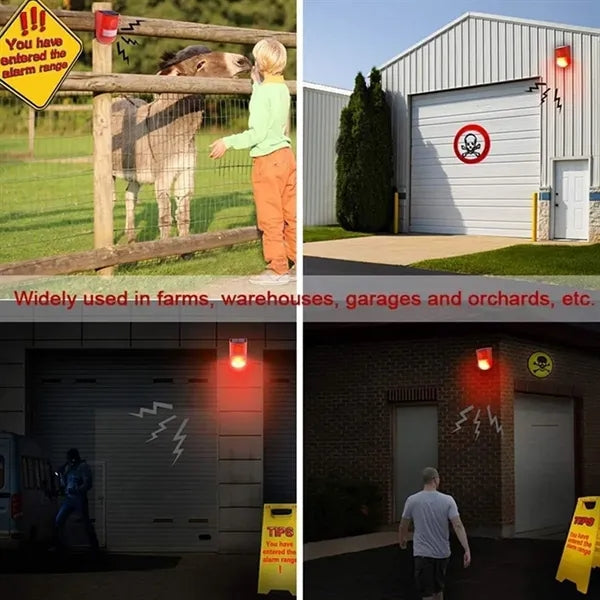 Waterproof Solar Powered Strobe Sensor Alarm Warning Light