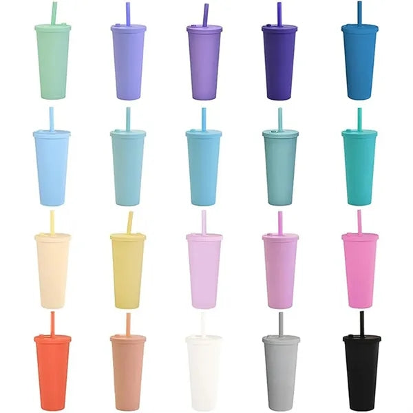 Transparent Double-Layer Plastic Large Hole Straw Cup