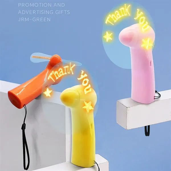 LED Handheld Fan with Text