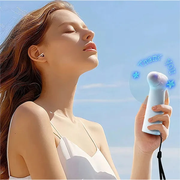 LED Handheld Fan with Text