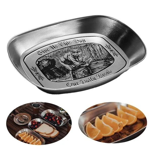 European Style retro metal dinner plate