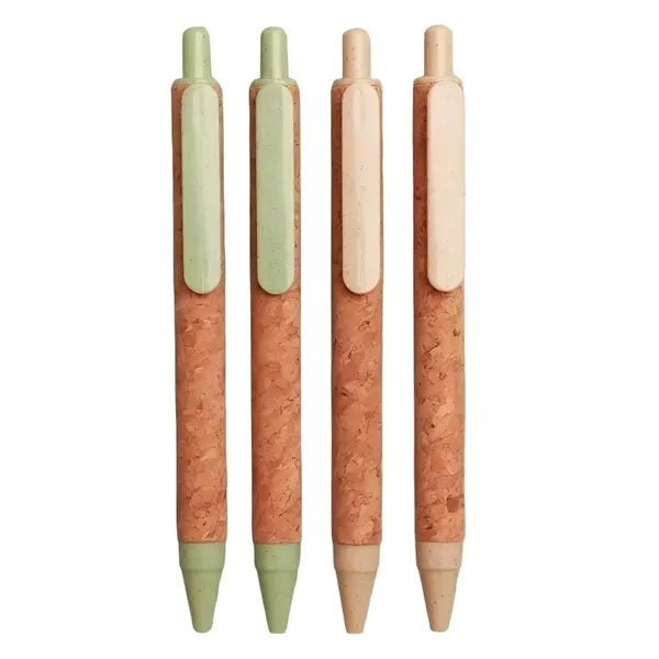 Eco Friendly Wheat Straw Cork Press Ballpoint Pen