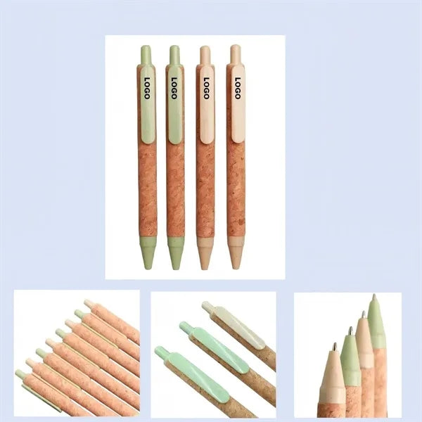 Eco Friendly Wheat Straw Cork Press Ballpoint Pen