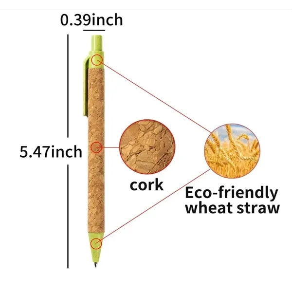 Eco Friendly Wheat Straw Cork Press Ballpoint Pen