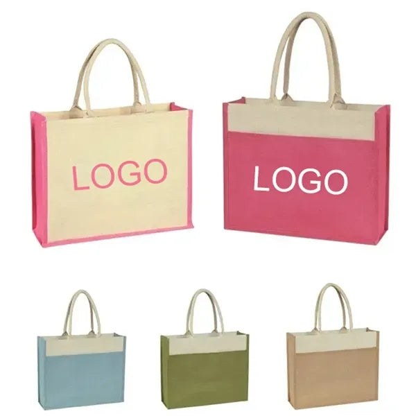 100% Natural Jute Tote with Padded Cotton Rope Handles
