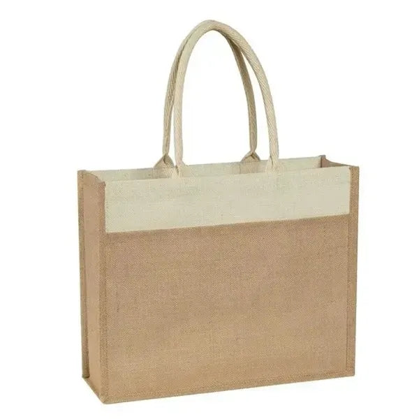 100% Natural Jute Tote with Padded Cotton Rope Handles