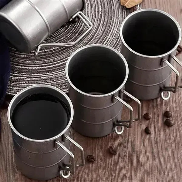 Portable Vintage Stainless Steel Coffee Mug With Handle