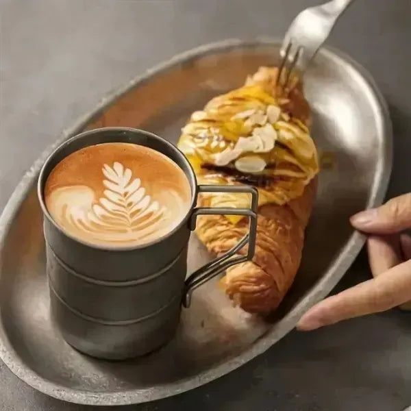 Portable Vintage Stainless Steel Coffee Mug With Handle