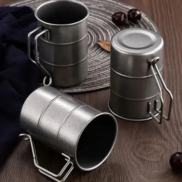 Portable Vintage Stainless Steel Coffee Mug With Handle