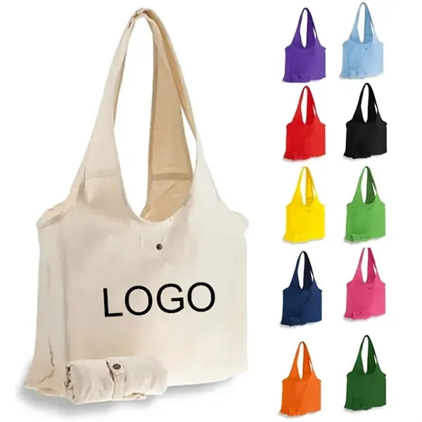 Foldable 9 oz Cotton Canvas Slingbag with Snap Button