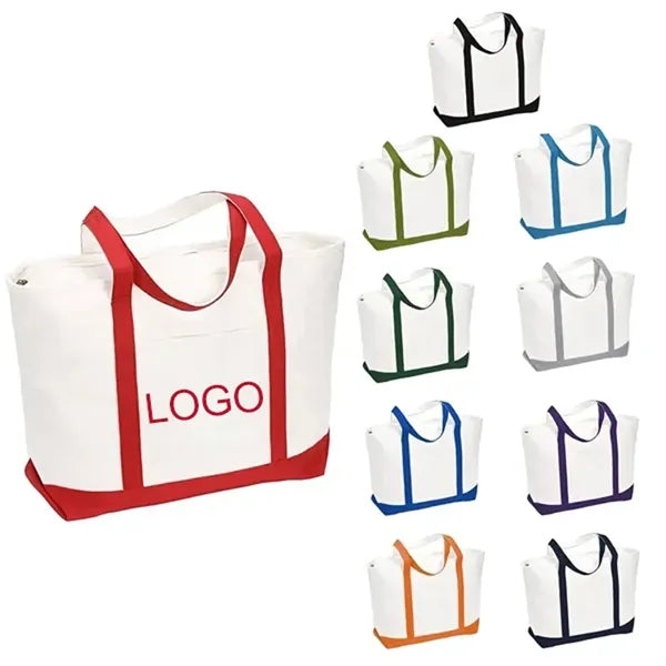 24oz Heavyweight Cotton Canvas Tote with Zippered Top