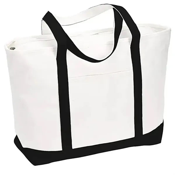 24oz Heavyweight Cotton Canvas Tote with Zippered Top
