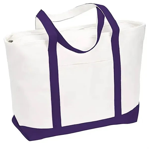 24oz Heavyweight Cotton Canvas Tote with Zippered Top