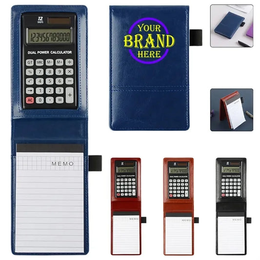 Leather Pocket Jotter Memo Notepad Calculator