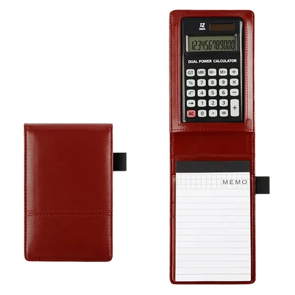 Leather Pocket Jotter Memo Notepad Calculator