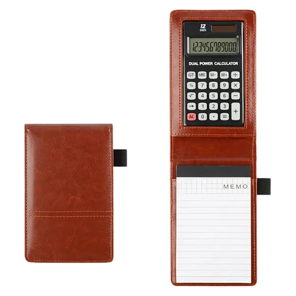 Leather Pocket Jotter Memo Notepad Calculator